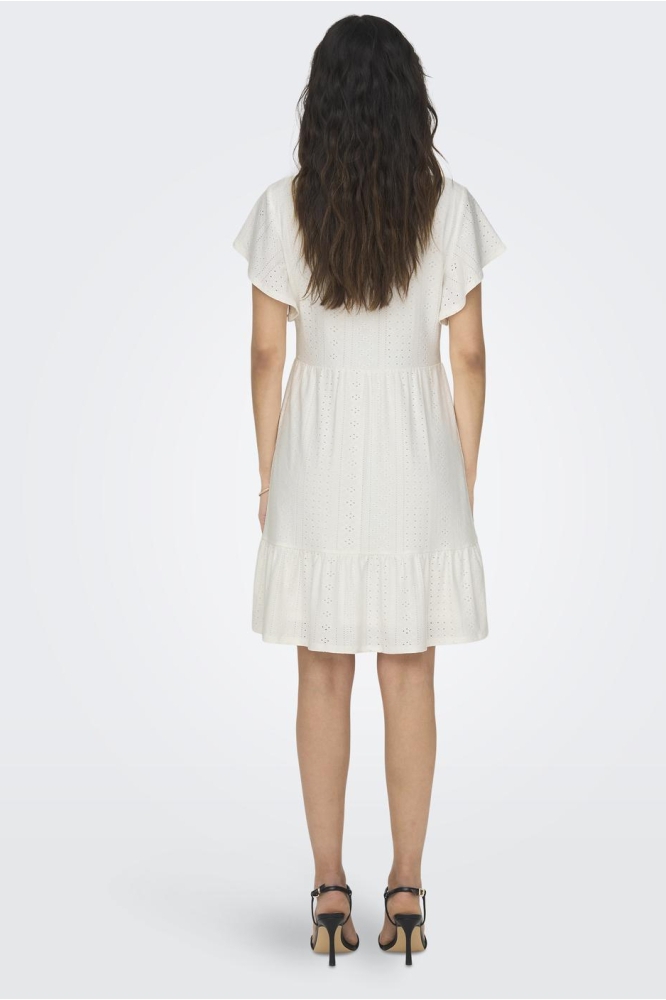 ONLSANDRA S/S V-NECK DRESS JRS 15289687 Cloud Dancer